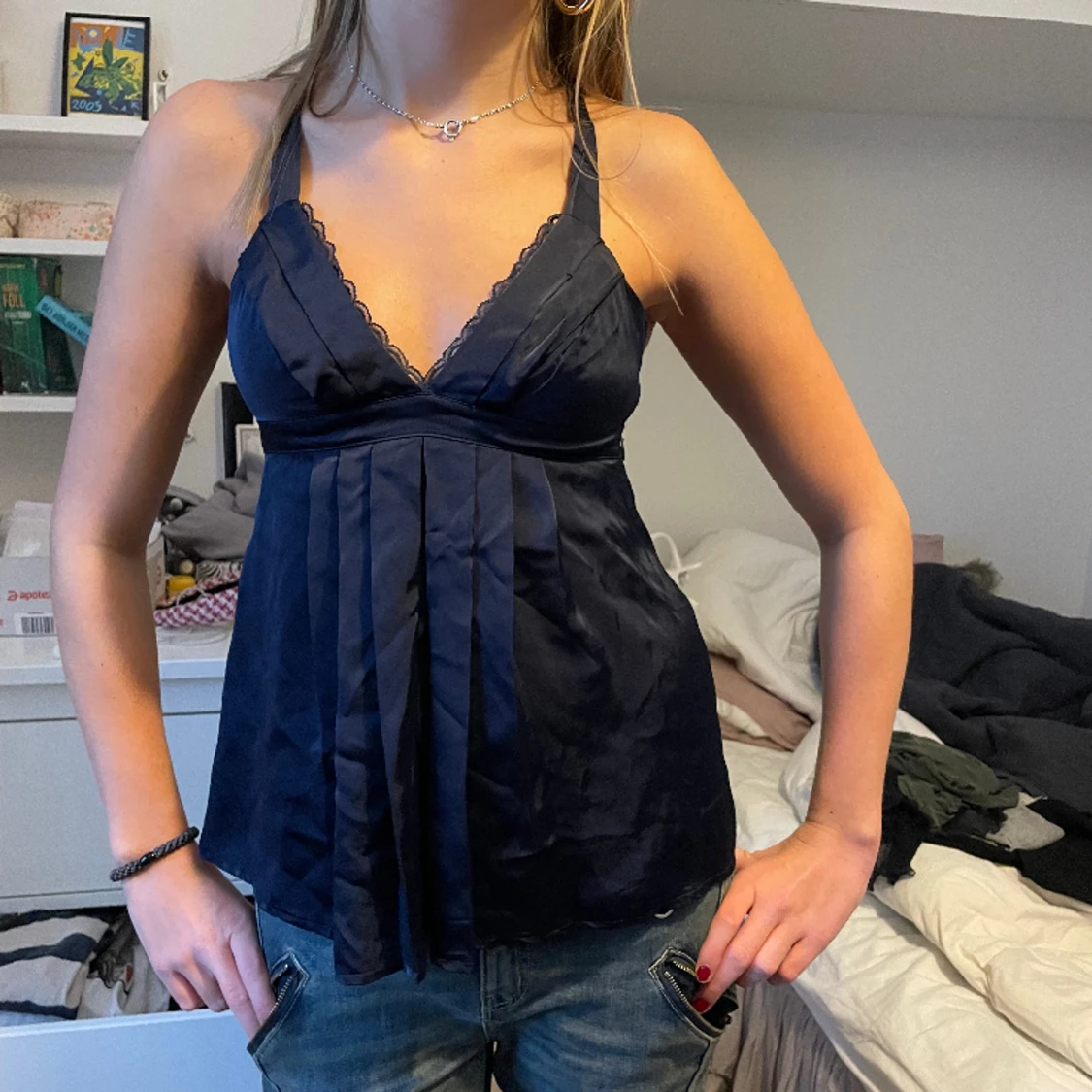 Blus i sidenimmitation - 90