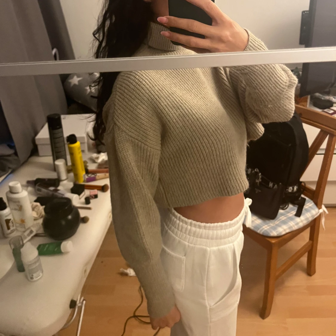 Croppad stickad tröja  - 90