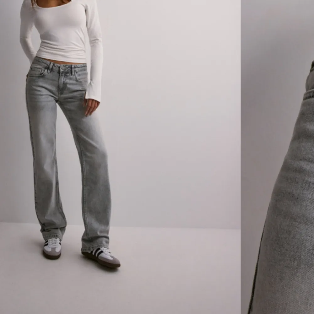 Helt nya Low Waist jeans ifrån Nelly och är aldrig använda, ända är att dom är uppsprättade längst ner skriv för bild☺️. Jeans & Byxor.