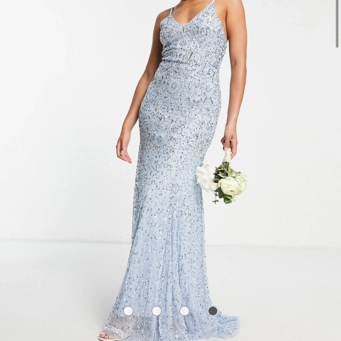 Ljusblå/silvrig balklänning - 93