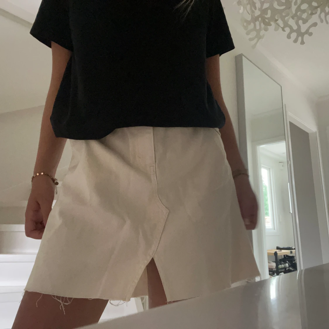 Krämvit jeanskjol - 90