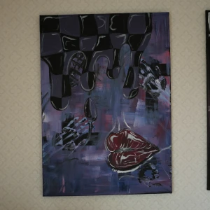 akryltavla "rutiga droppar" - handmålad akryltavla  mått: 50cm x 70cm 