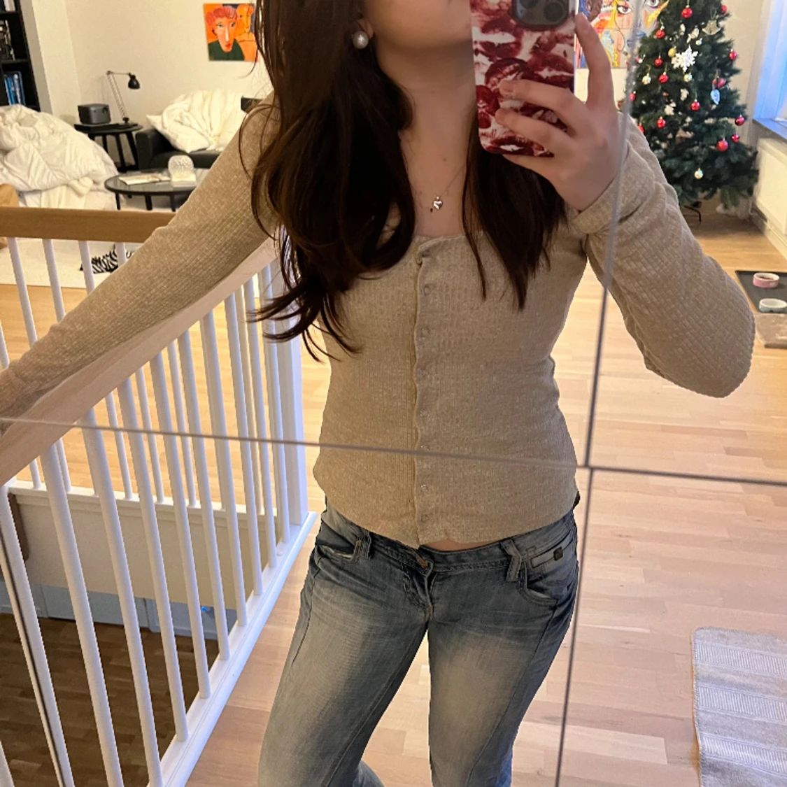 ribbad basic kofta/tröja🤎