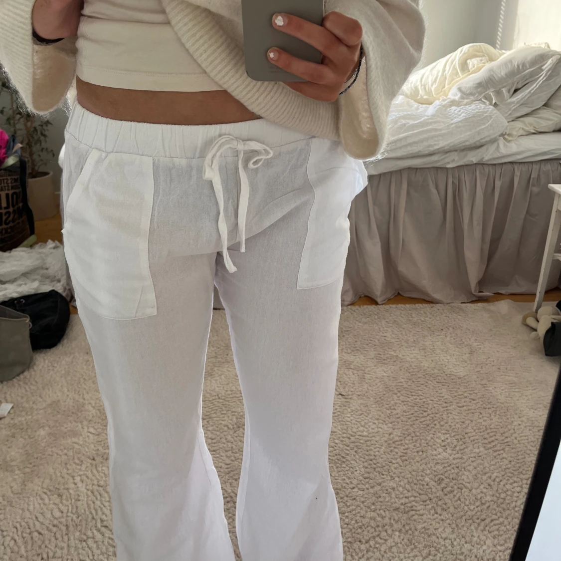 Vita linnebyxor  - 90