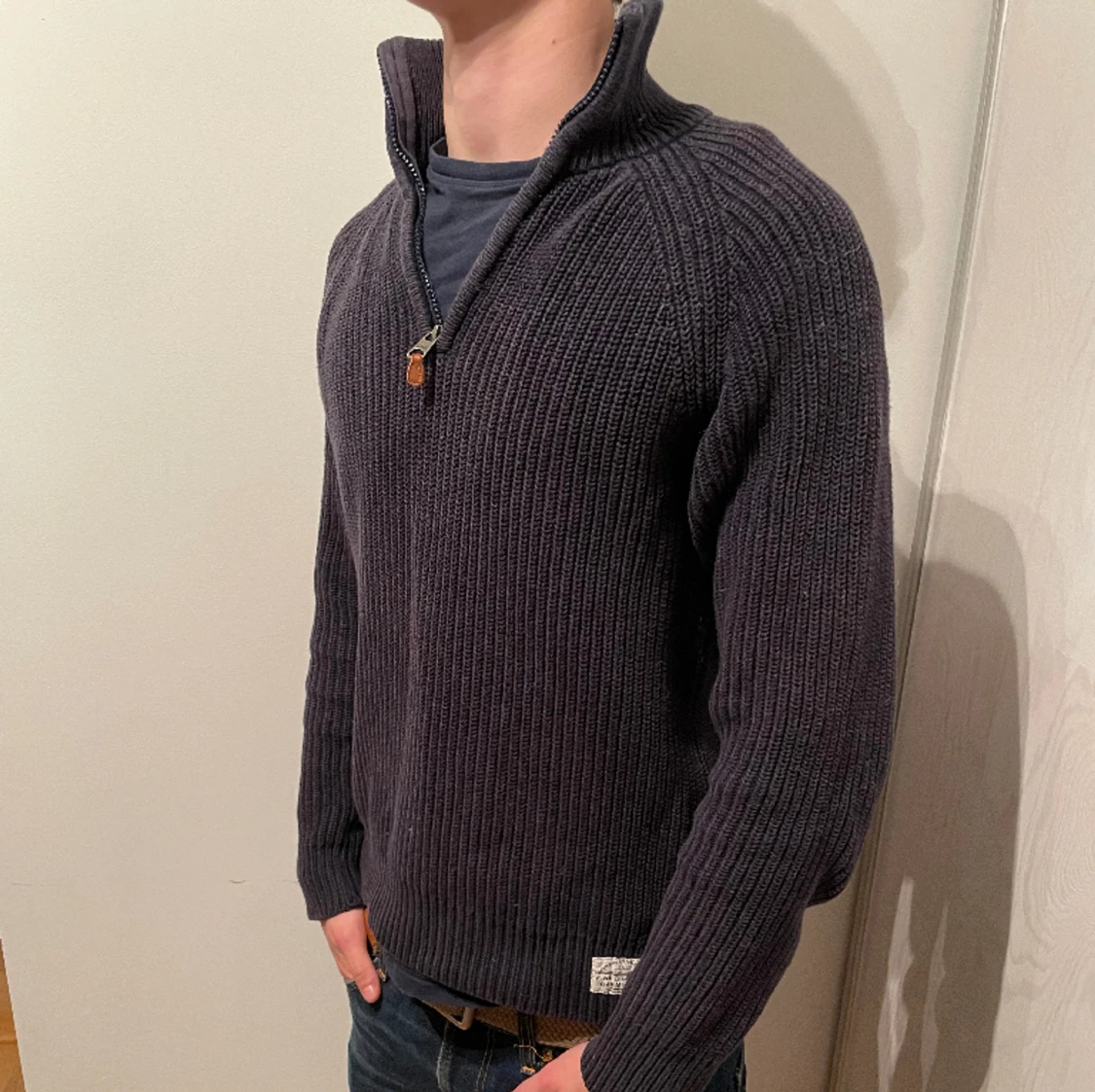 Stickad quarterzip - 90