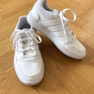 Adidas sneakers - Snygga sneakers från adidas, endast använda en kort stund så det enda som är smutsigt är sulorna. Modell "adidas hoops 3.0". Skorna är impregnerade i butik. Nypris ca 700kr men säljer för 600kr, pris är duskuterbart💗