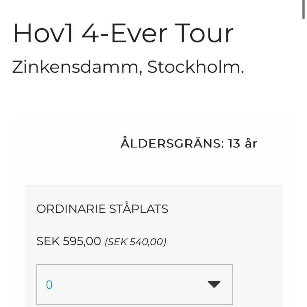 Säljer 2 ”hov1 4-ever” tour biljetter till konserten i Stockholm, 31 augusti i Zinkensdamm 2024, ORDINARIE STÅPLATS, 550 per biljett men priser går ABSOLUT att diskutera! 💘  Obs: ansvarar ej för biljetten efter den sålts, hör av er om frågor ni har💘. Övrigt.