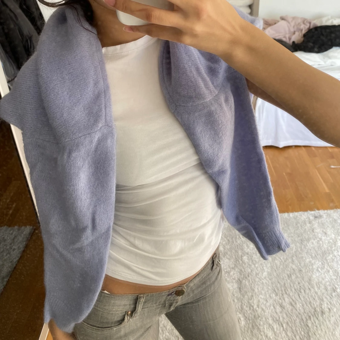 Lila stickad tröja - 90