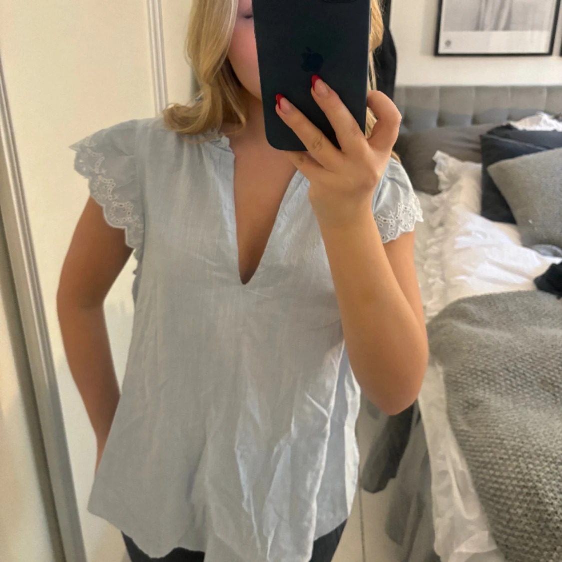 Ljusblå sommarblus - 90