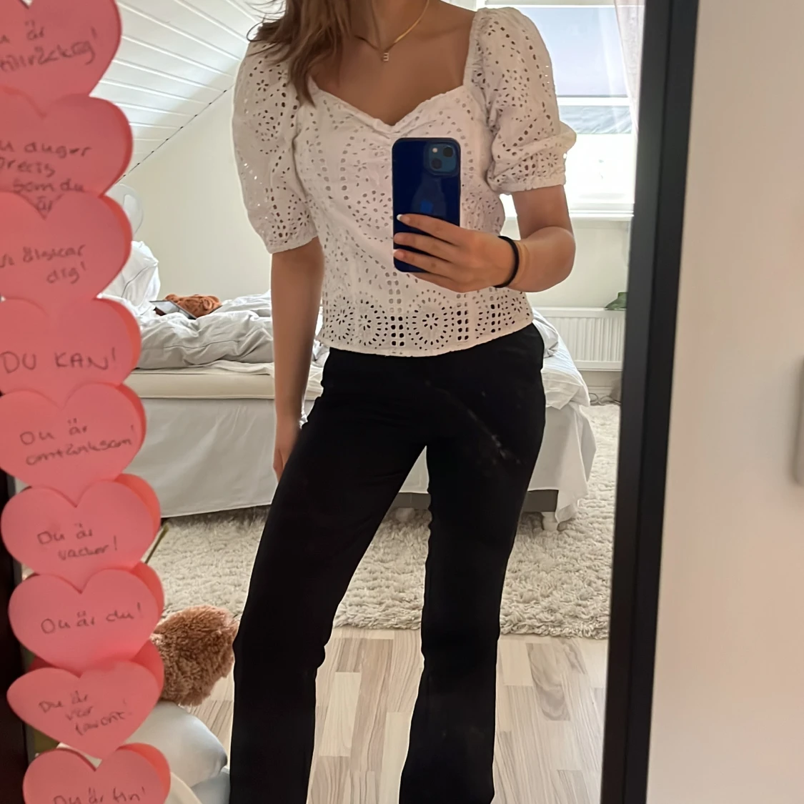 Vit kortärmad blus! - 90