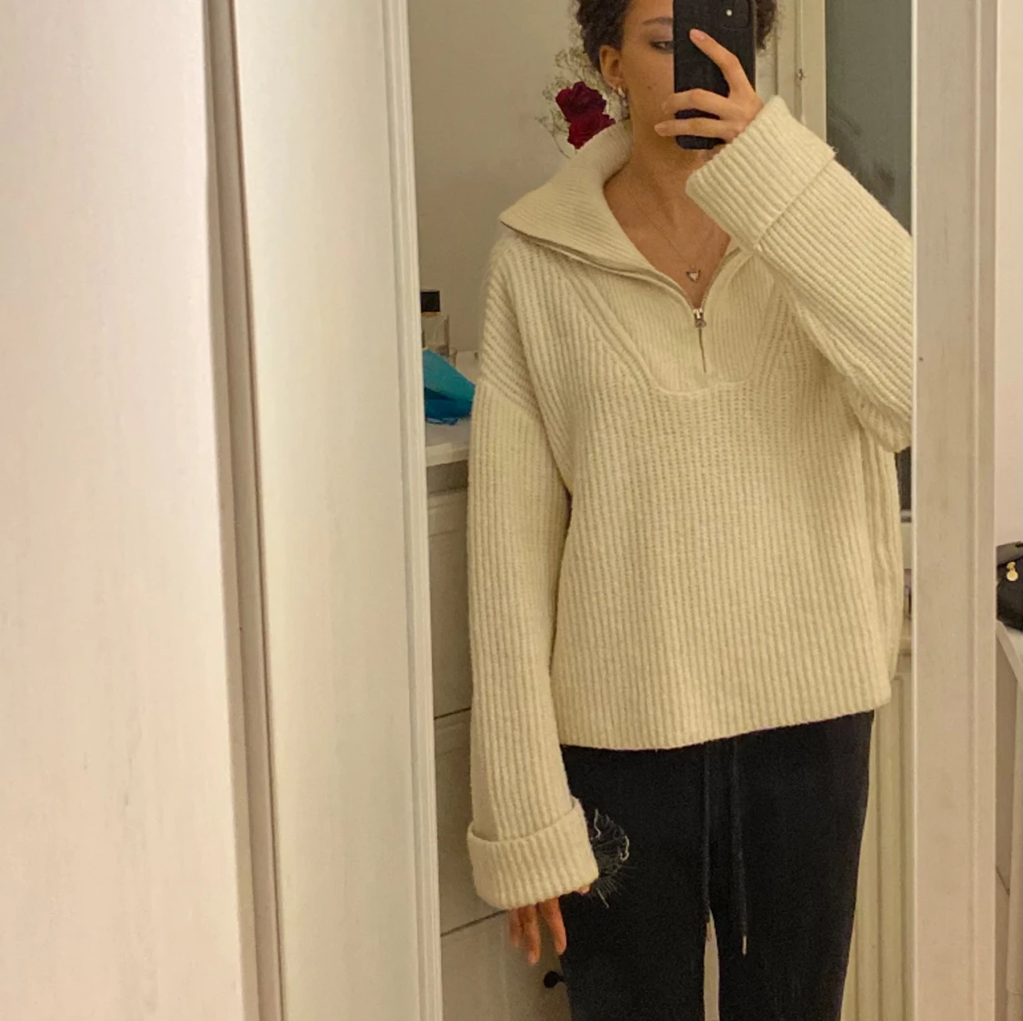 vit stickad tröja💓 - 91