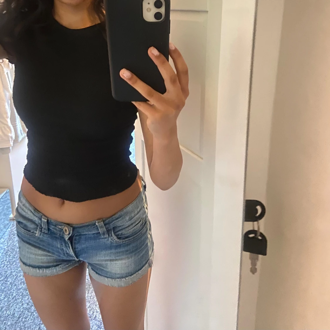 Lågmidjade jeans shorts 