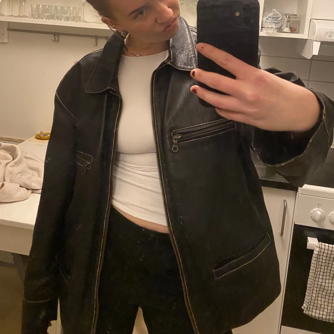 Vintage skinnjacka  - 90