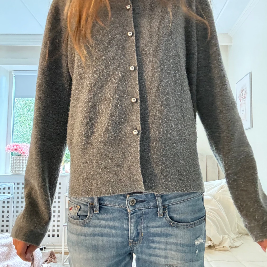 Grå kofta med knappar💞💞 - 91