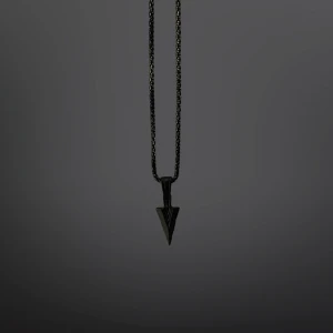 Svart halsband - Detta är ett svart halsband med ett pil huvud på. Det är i bra skick utan några skador. Passar alla!