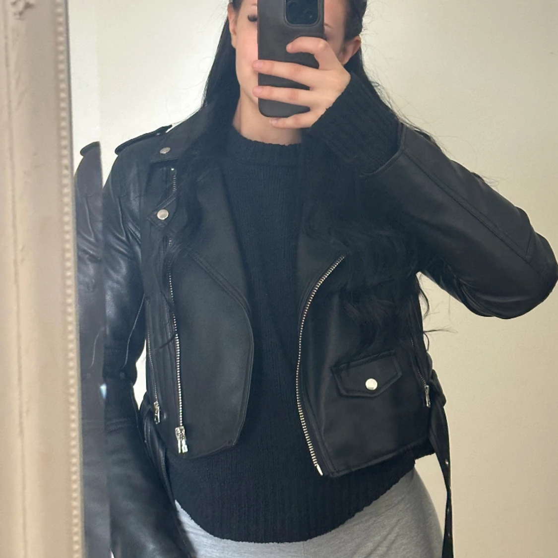 Kroppad skinn jacka - 90