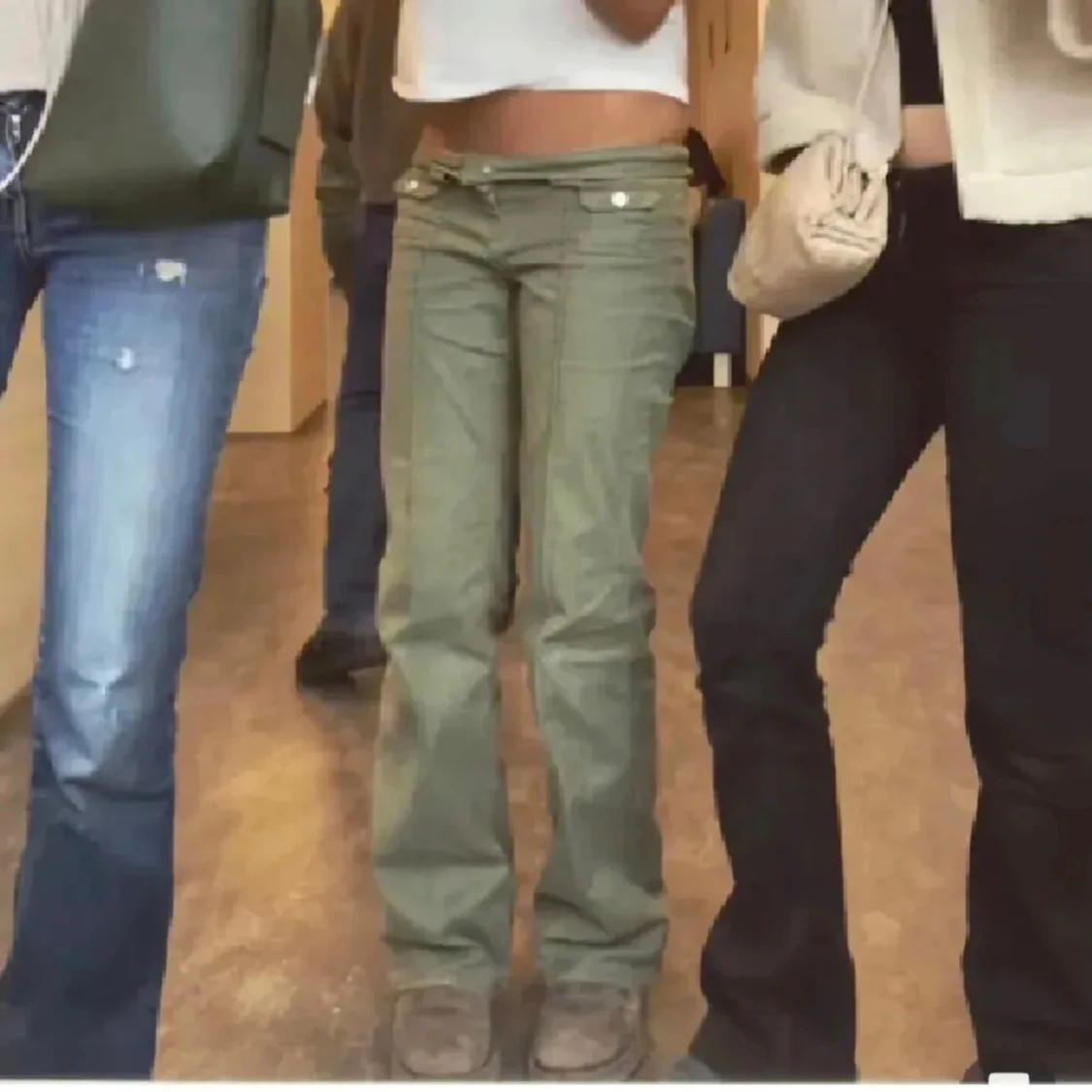 Gröna lågmidjade jeans