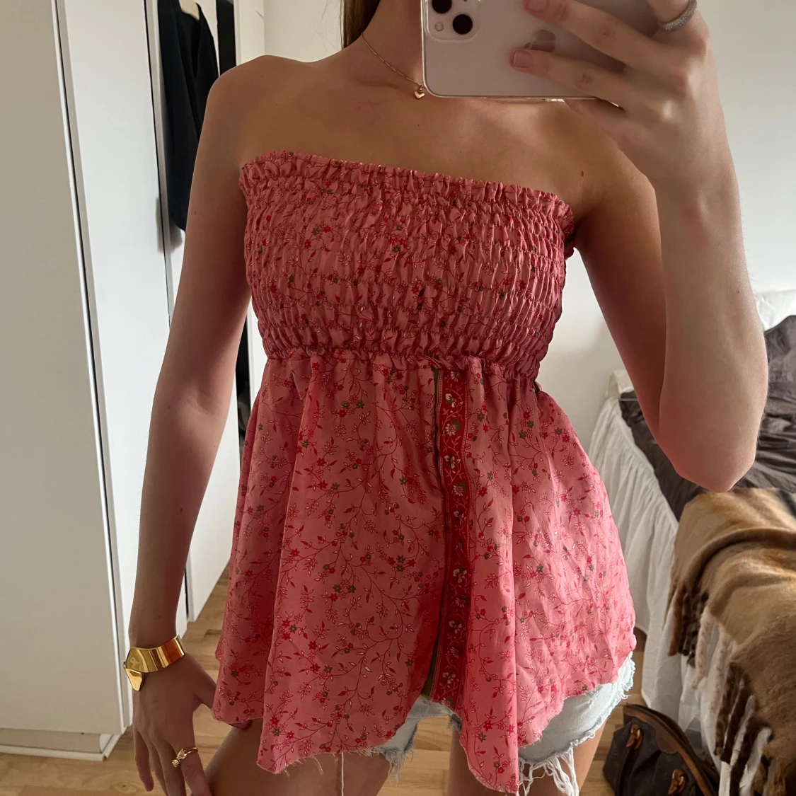 Rosa silkes bandeutop - 1