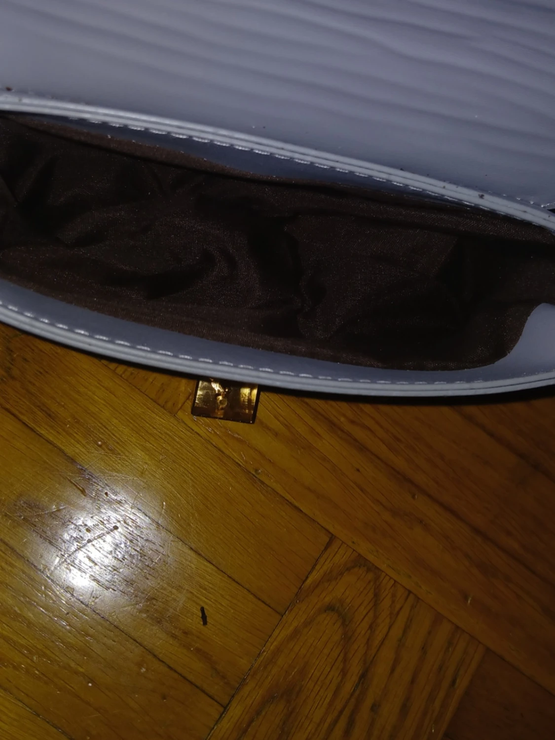 Grå/blå axelväska med gulddetalj - 12