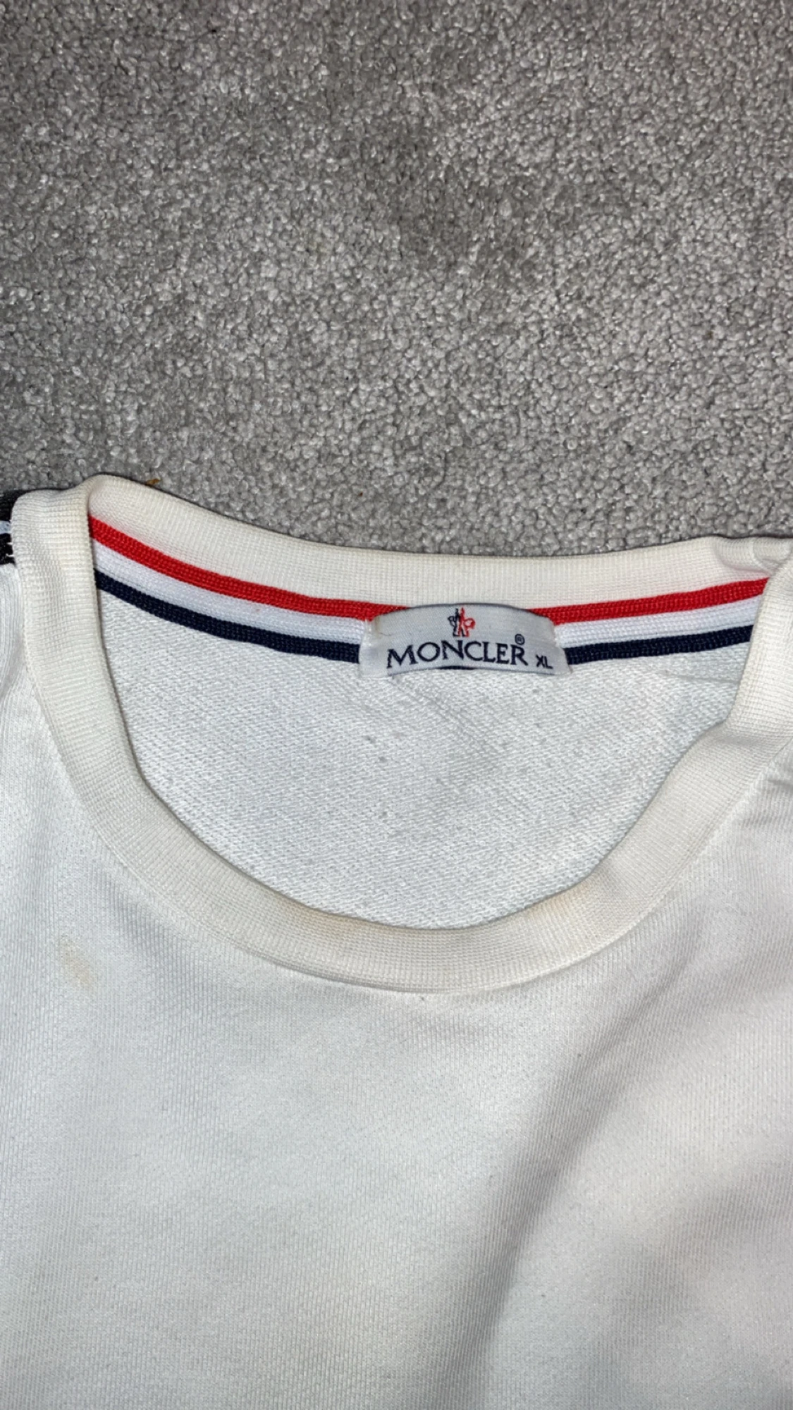 Vit långärmad Moncler tröja XL