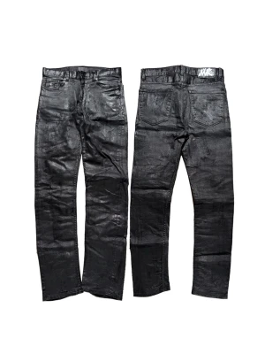 NVR Denim Pair 002 - NVR Denim — Pair [002]  1-of-1 denim. Handmade in Stockholm from reclaimed materials. No restocks. No repeats. Available on Vinted & Plick, or via Instagram DMs.  Fit: Slim Price: 1200kr/~120$  Measurements Waist (A): 39cm Thigh (B): 21cm Leg Opening (C): 16cm Inseam (D): 70cm Outseam (E): 102cm