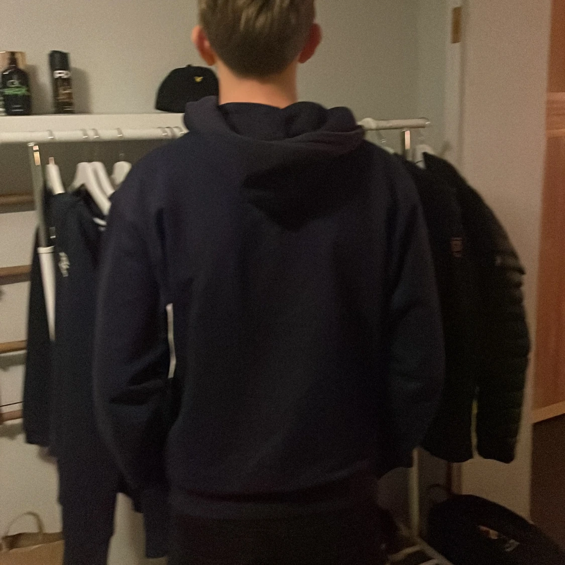 Mörkblå Bling Lucid hoodie med strass - 1