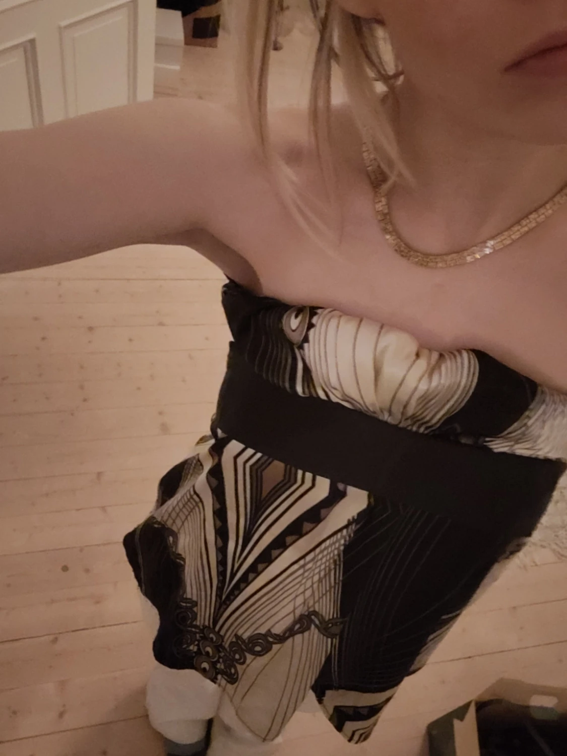 Mönstrad bandeau tubtopp med knyt - 3