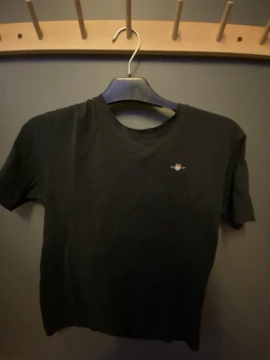 Svart t-shirt från GANT med liten logga - Svart t-shirt från GANT i storlek 170. Klassisk modell med rund hals och korta ärmar. Liten broderad GANT-logga på bröstet. Tillverkad i mjuk bomull som känns skön mot huden. Perfekt till jeans eller shorts. Kom dm om du är intresserad!