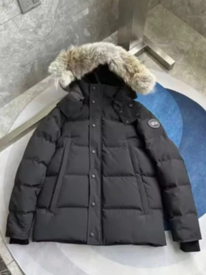 Canada goose L black badge - Svart dunjacka från Canada Goose med fluffig päls på huvan och klassisk patch på ärmen. Jackan har quiltad design, dragkedja och knappar framtill samt långa ärmar med muddar. Perfekt för kalla dagar och har en riktigt schysst streetstil.