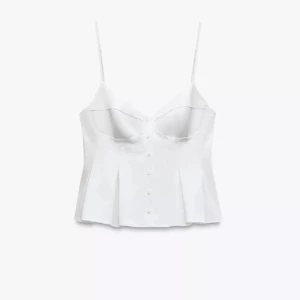 Vit korsett top med knappar  - Eftersträvad vit korsett topp från Zara i storlek S, aldrig använd därav i nyskick ☺️