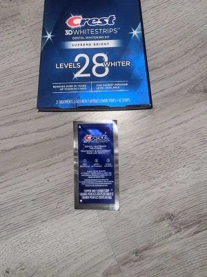 Starkaste tandblekningen Crest Supreme Bright - 89kr/strip. Super starka, går att klippas halva och användas 2 gånger per strip.