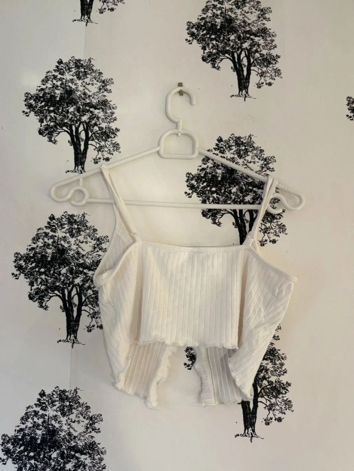 Vit ribbad croppad linnetopp Shein - 1