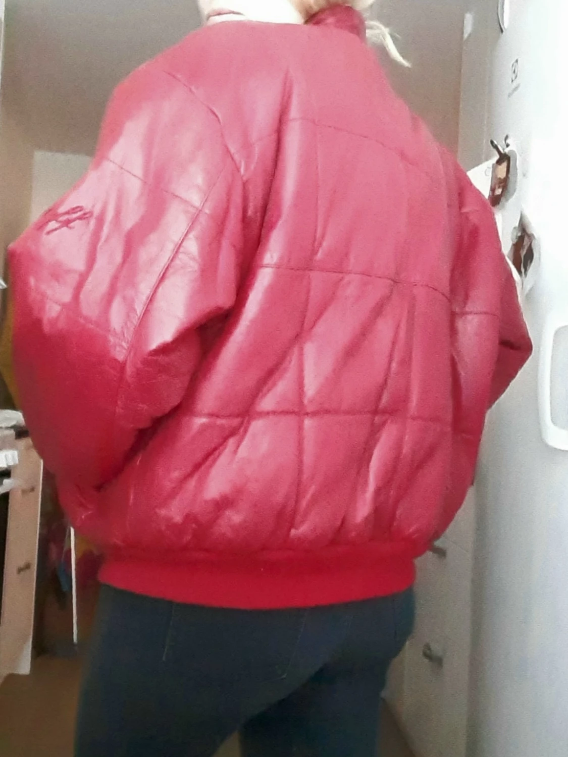 Röd quiltad skinnjacka från Petroff - 2