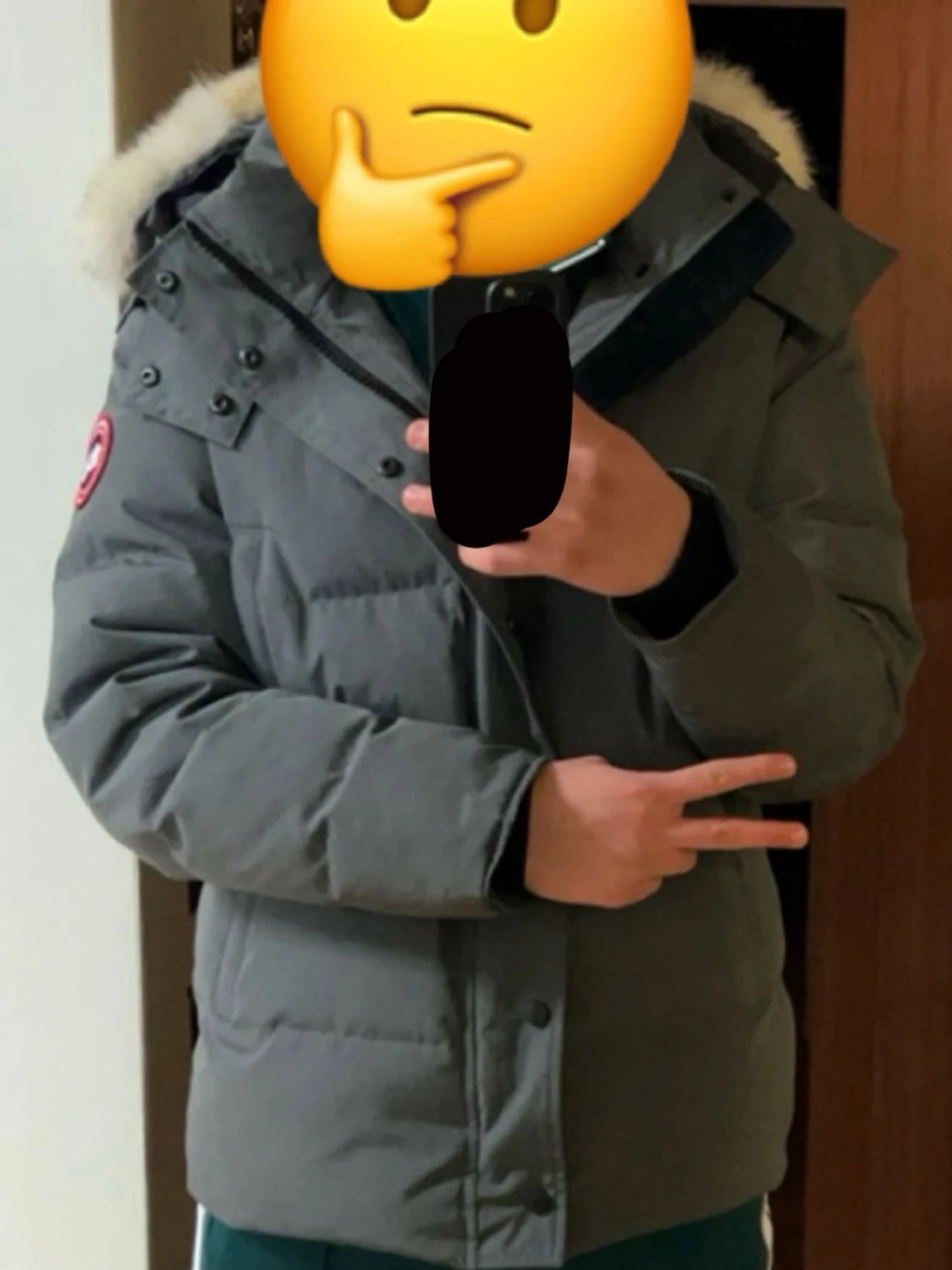 Grå dunjacka med pälskant från Canada Goose