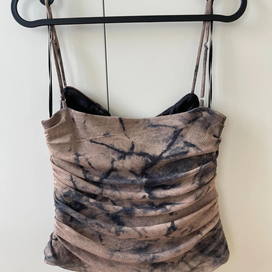 Beige och svart draperad linnetopp Zara - 1