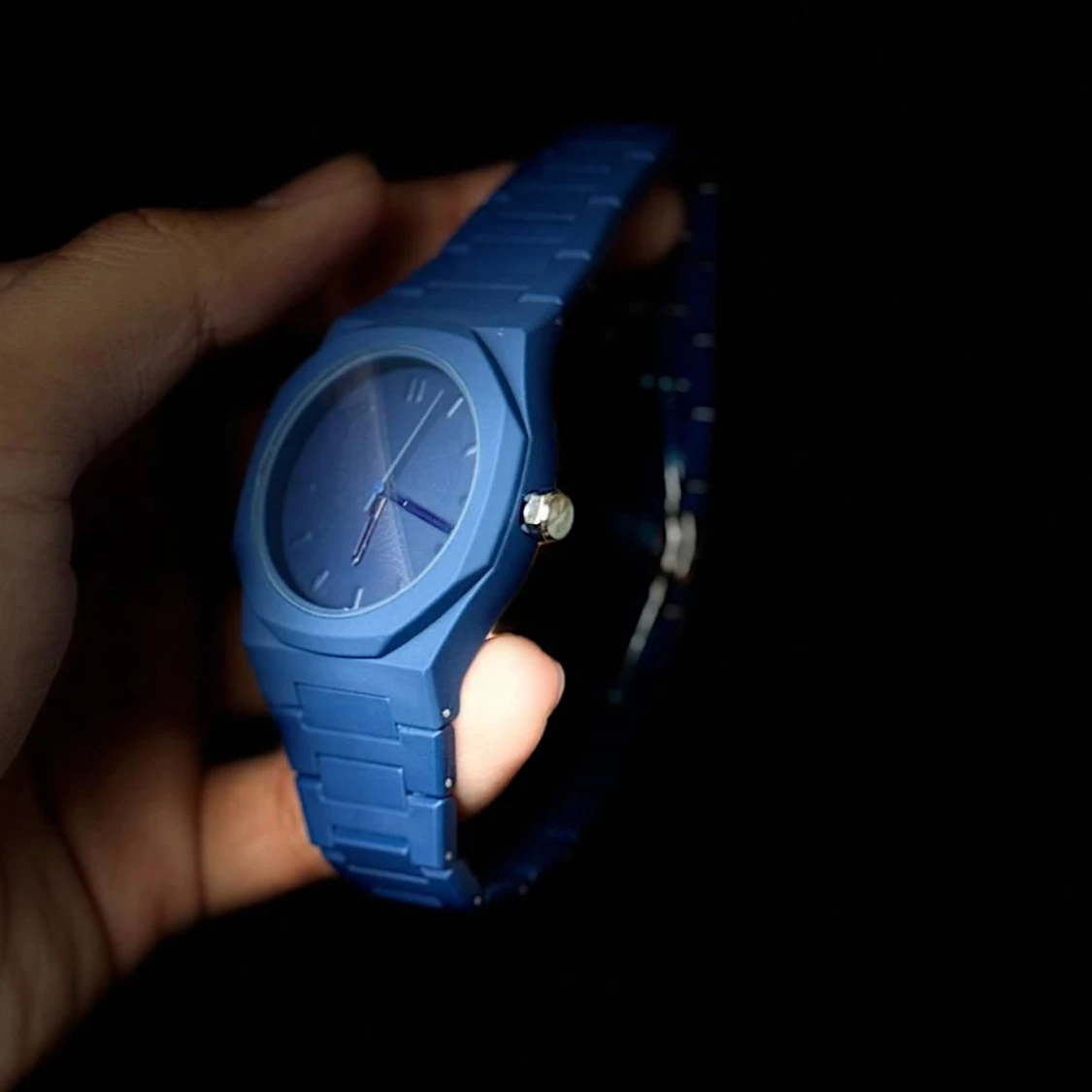 Blå stilren klocka med länkarmband - 2