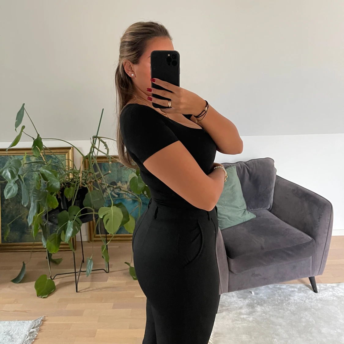 Svarta kostymbyxor med hög midja - 3