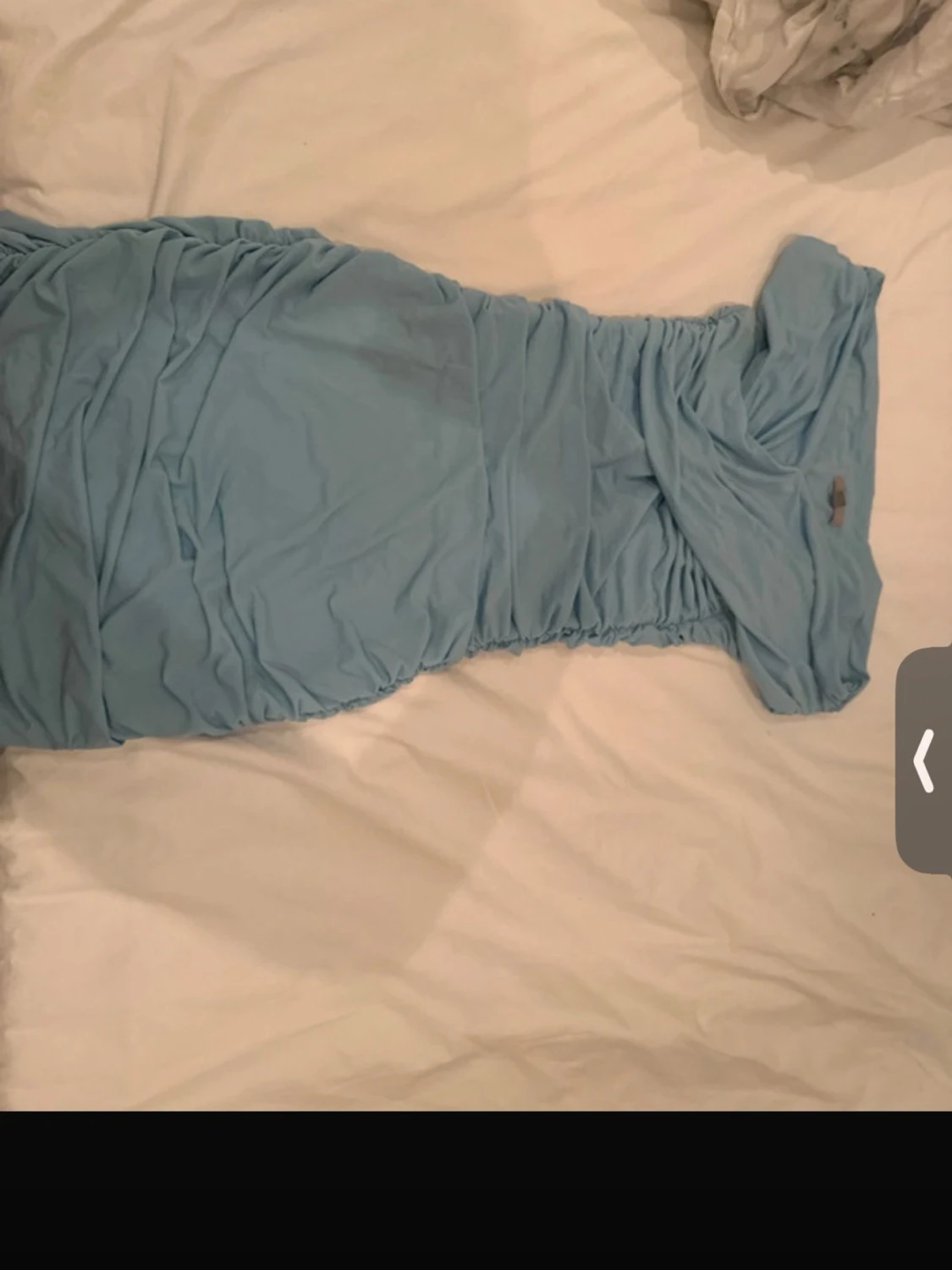 Ljusblå offshoulder kortklänning - 2