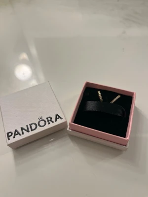 Pandora guldiga örhängen med stenar - Säljer ett par snygga guldiga örhängen från Pandora med glittrande stenar. De är små hoops som ger en elegant touch och kommer i original ask. Perfekta för att lyfta vilken outfit som helst.