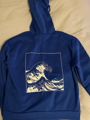 Blå Hoodie  - Aldrig använts, gillar motivet 