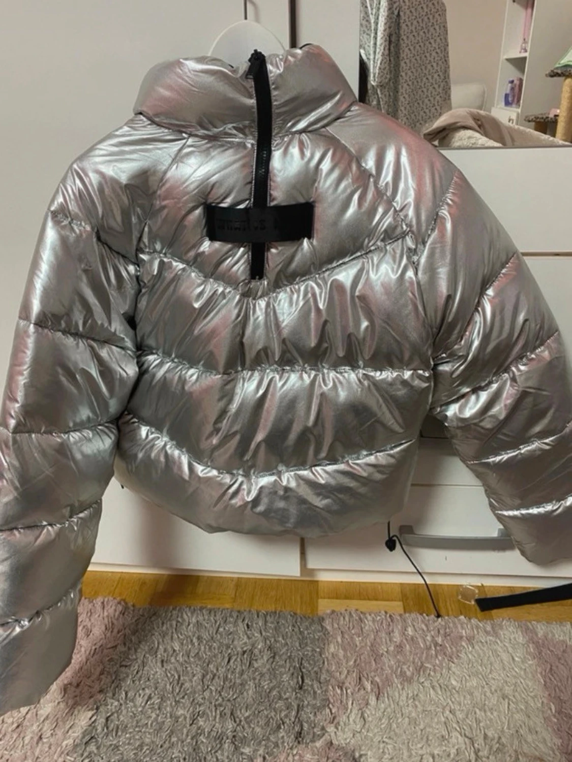 Trendig silver dun-läderjacka med dragkedja 🩶 New Yorker Xs/S - 2