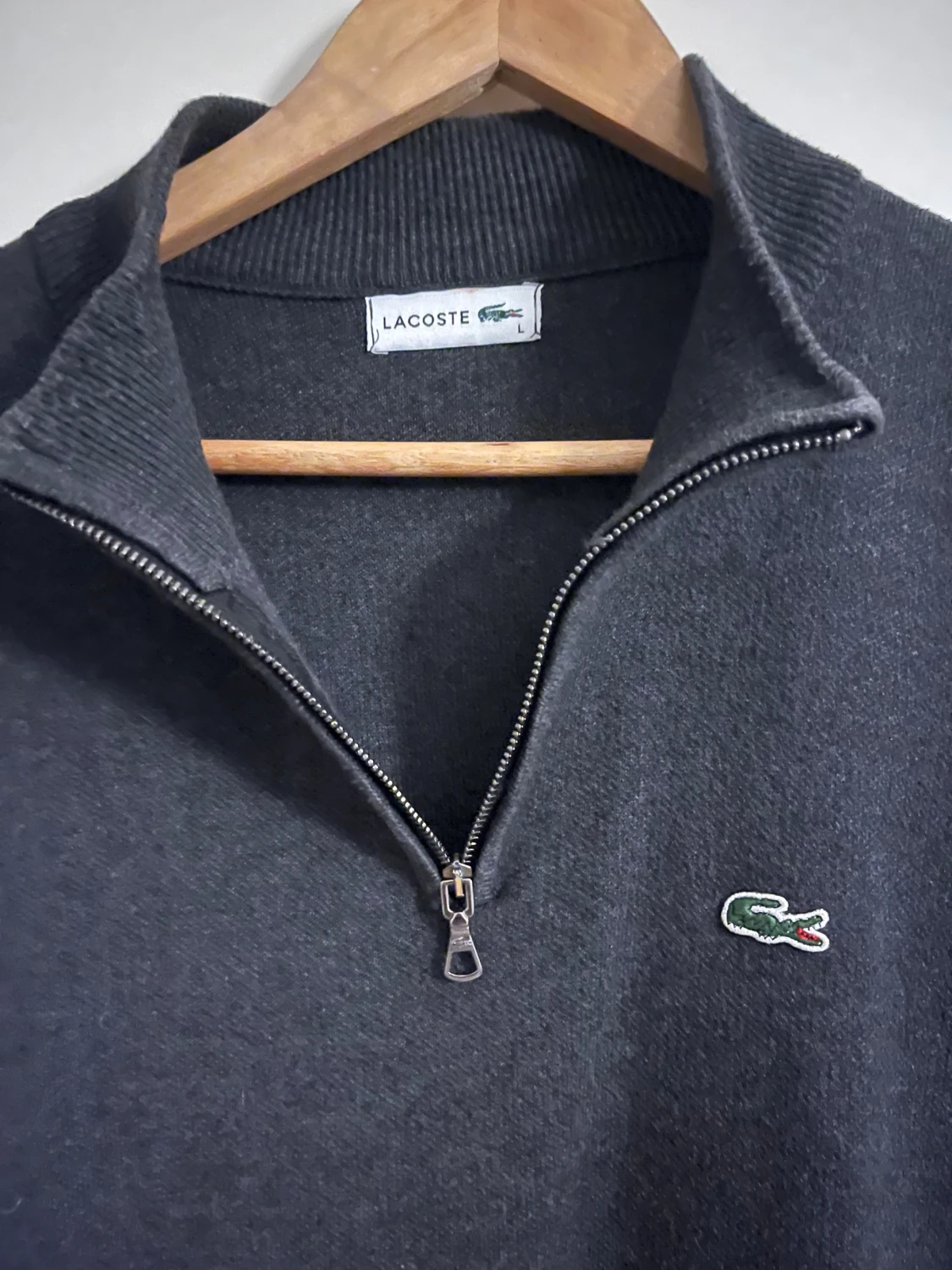 Mörkgrå stickad polotröja Lacoste - 1