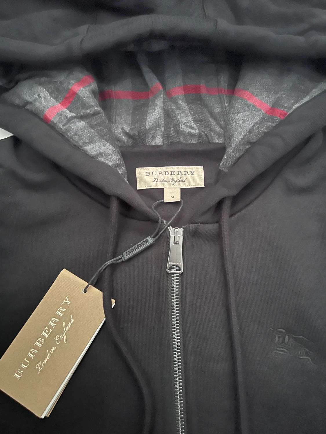 Svart Burberry Zip Hoodie Storlek Medium - 1