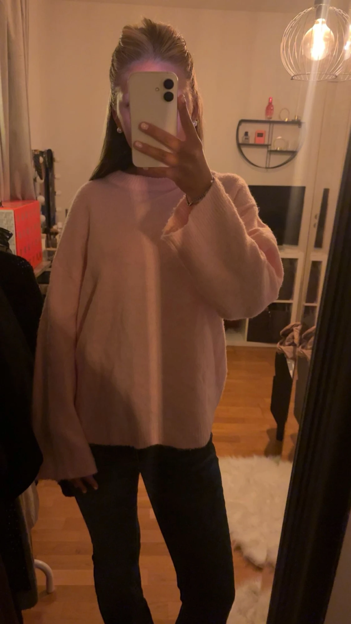 Ljusrosa oversized stickad tröja - 1