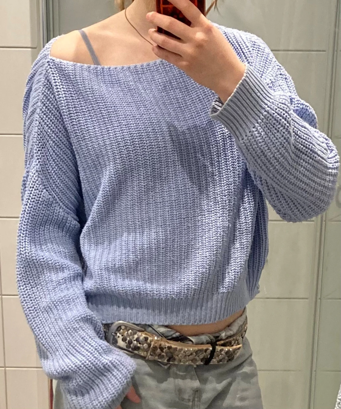 Ljusblå stickad tröja Glamorous