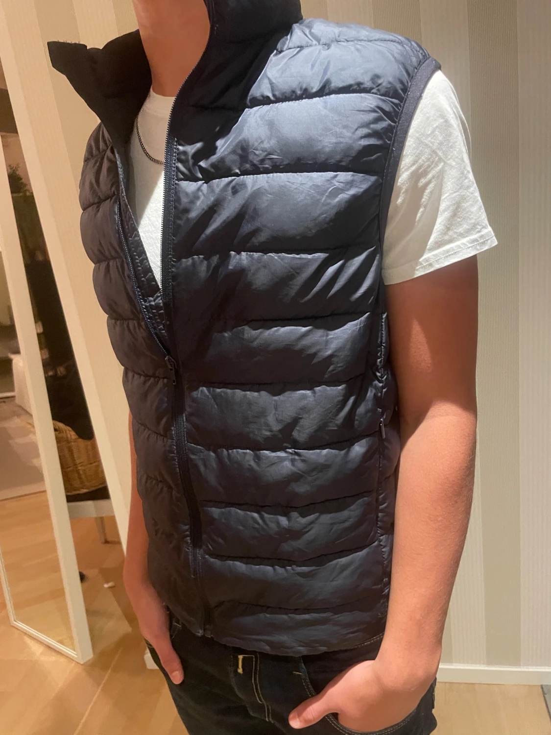 Mörkblå dunväst med dragkedja HM - 3