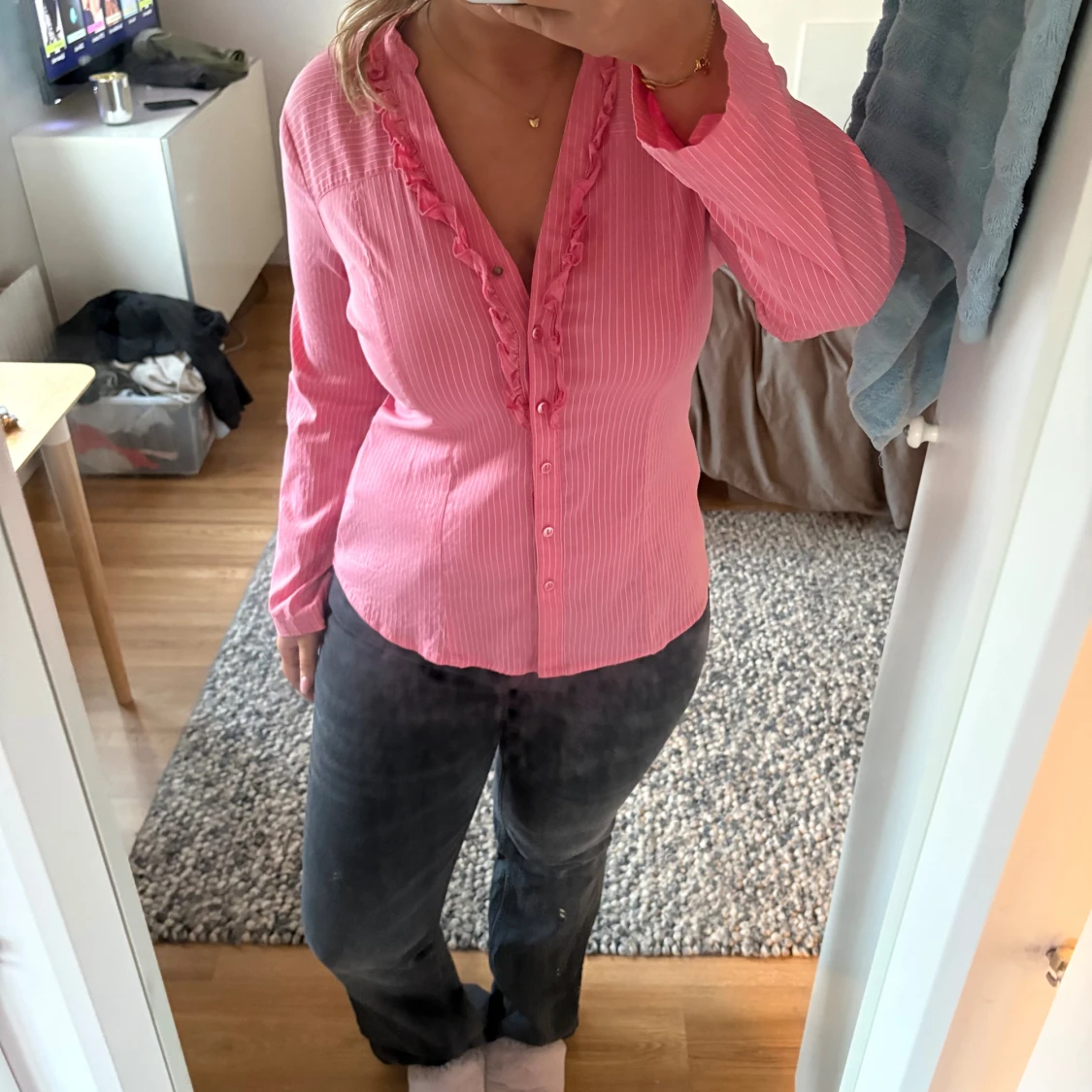 Rosa randig blus från Orsay