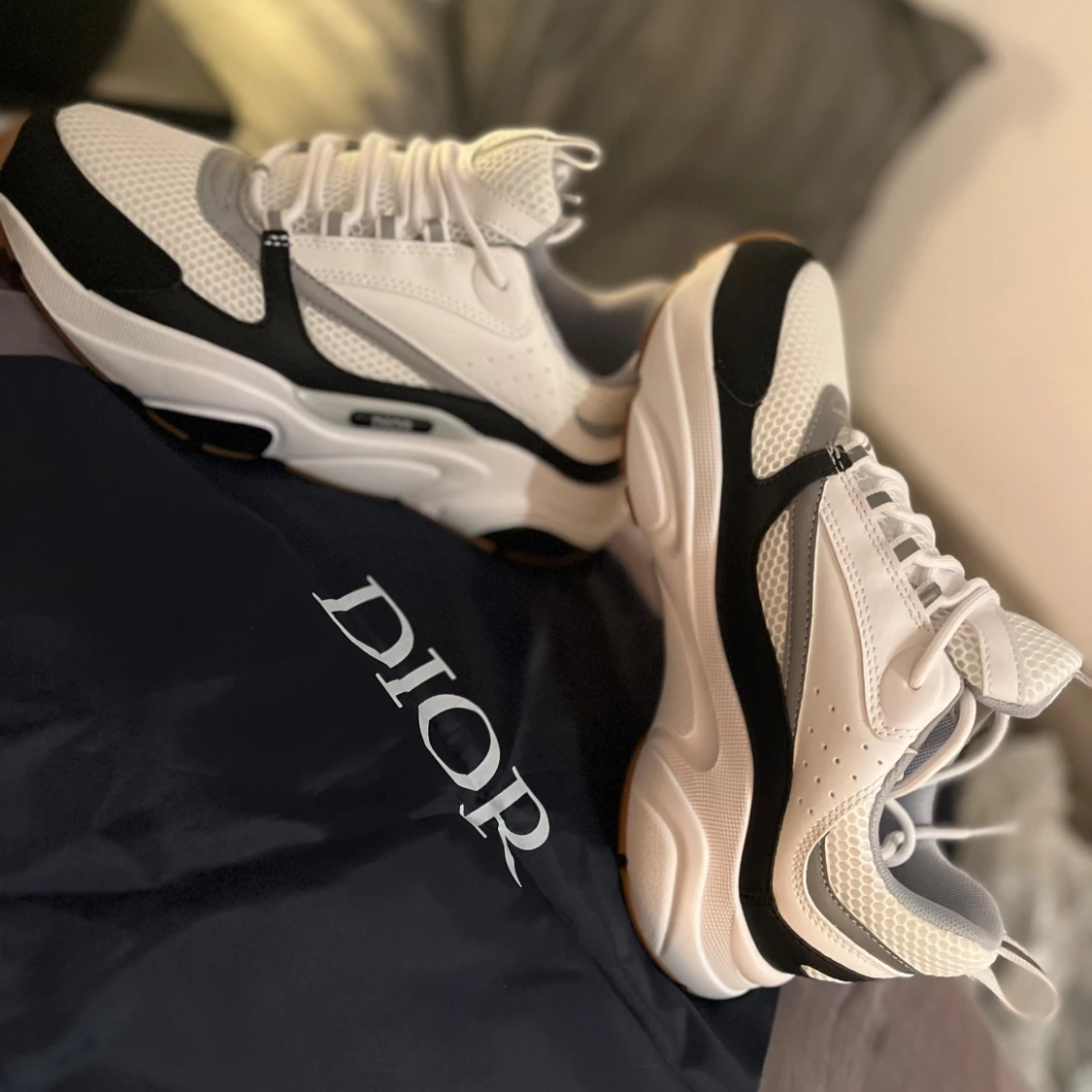 Dior vita och svarta sneakers