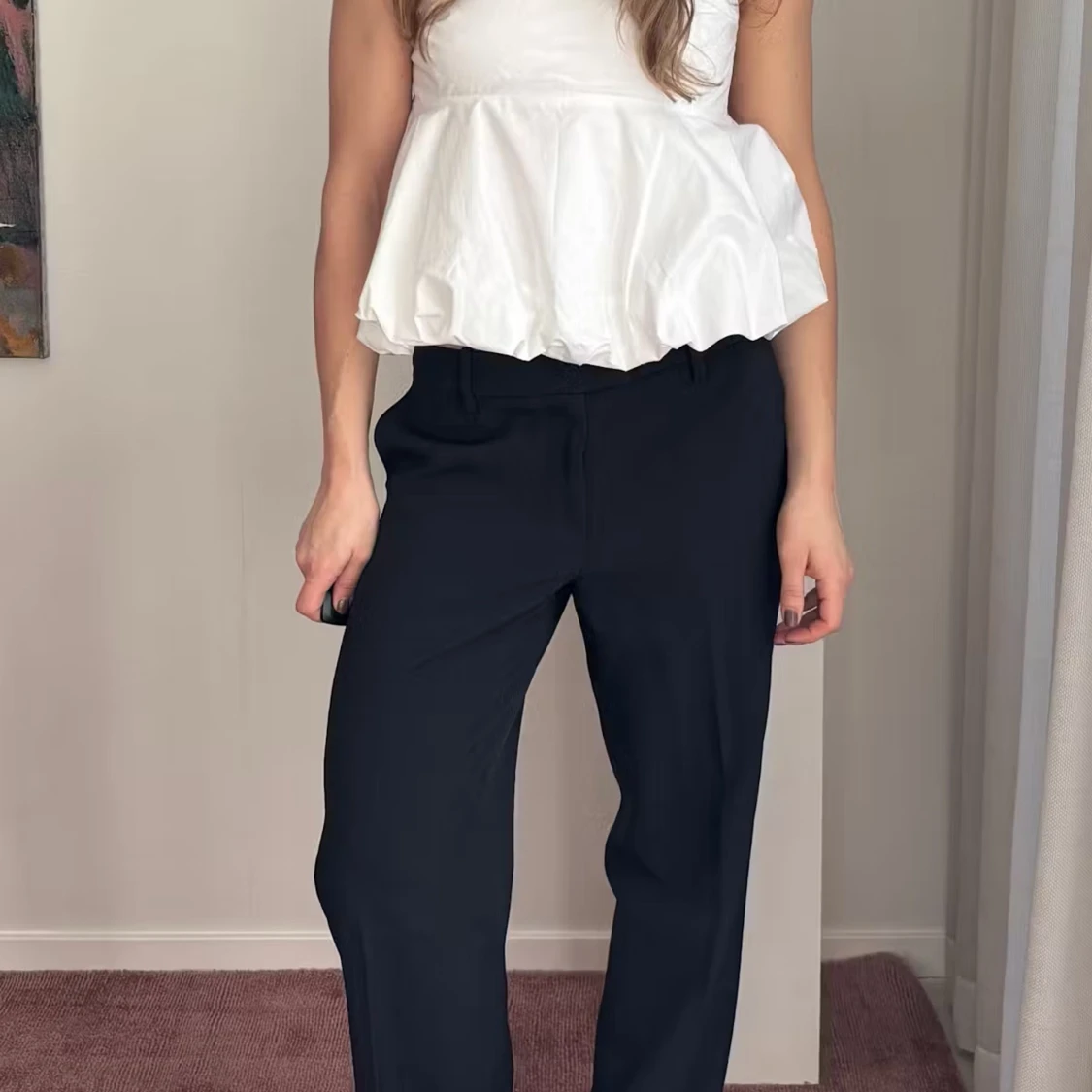 Svarta kostymbyxor med rak passform - 1