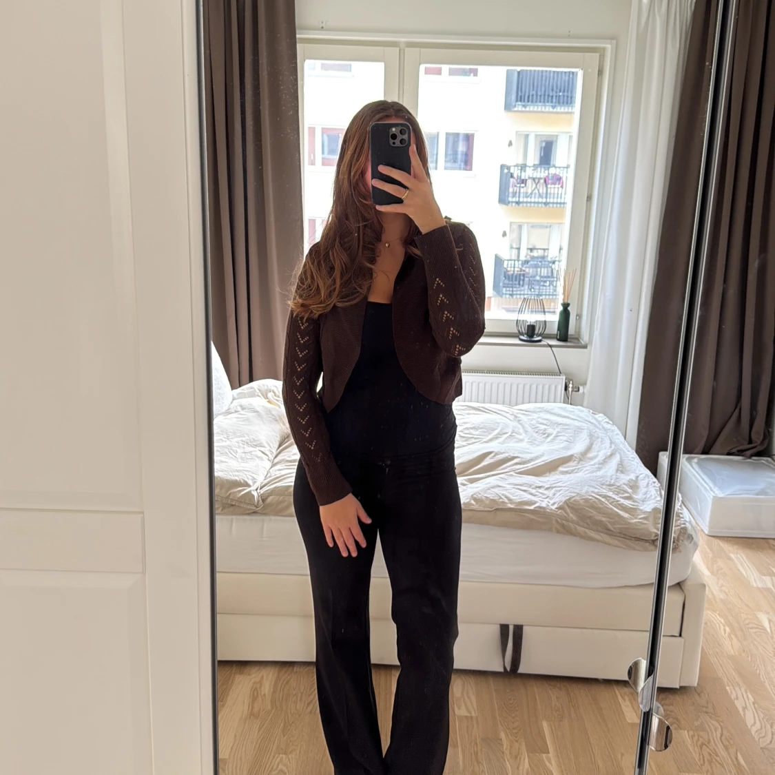 Brun broderad kofta - 1